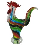 Skulptur Glas Hahn farbig