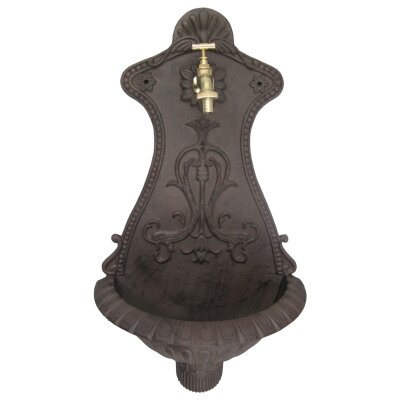 Wandbrunnen Alu Guß rustikal braun H.65cm