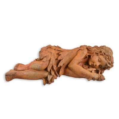 Figur Gusseisen Rostoptik Schlafendes Mädchen