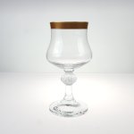 6er Set Weinglas D 7,6 cm H 14,5 Goldrand 10 mm gebraucht-sehr gut