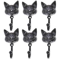 6er Set Wandhaken Gusseisen Katze