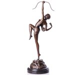 Skulptur Figur Bronzeskulptur Bronzefigur Diana mit Bogen