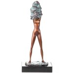 Skulptur Figur Statue grün patiniert Weiblicher Akt...
