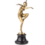 Skulptur Figur Statue Bronzeskulptur Bronzefigur Bronze poliert Tänzerin Con Brio nach F.Preiss