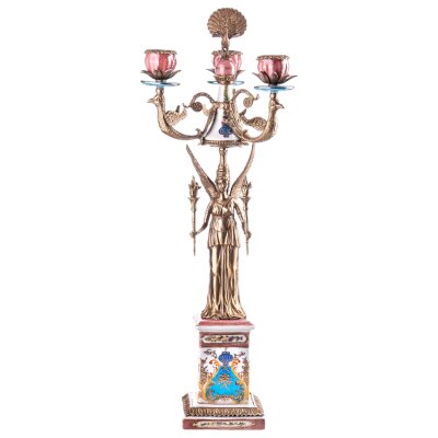 Porzellan/Messing Kerzenständer mit Engel #88197