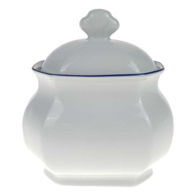 Zuckerdose Marienbad Ingres Weiss blauer Rand gebraucht - sehr gut