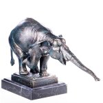Figur Skulptur Gusseisen Elefant auf Marmorsockel...