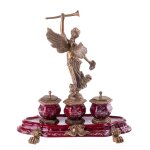 Porzellan mit Bronze Schreibtischgarnitur Engel...