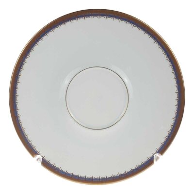 Untertasse Goldrand 15,4 cm PMR Jaeger & Co Bavaria Unbestimmten Formen Blau Gold Dekor gebraucht - gut