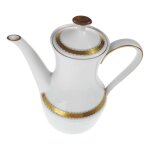 Kaffeekanne 1,3 L Seltmann Weiden Vohenstrauß Goldring graue Halbkreise gebraucht - gut