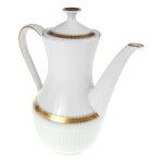Kaffeekanne 1,3 L Seltmann Weiden Vohenstrauß Goldring graue Halbkreise gebraucht - gut