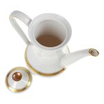 Kaffeekanne 1,3 L Seltmann Weiden Vohenstrauß Goldring graue Halbkreise gebraucht - gut