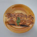 7er Set Untertasse 13,1 cm Japan China Geisha Grün Perlmutt gebraucht - akzeptabel