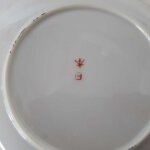 7er Set Untertasse 13,1 cm Japan China Geisha Grün Perlmutt gebraucht - akzeptabel