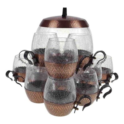 Bowle 7tlg 5,5 L Craquele Glas gebraucht - gut