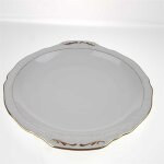 Kuchenplatte mittelgroß Goldrand 30 cm Winterling Blumendekor Weiß gebraucht - gut