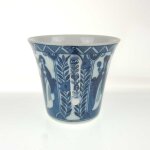 Mokkatasse Espressotasse ohne Stempel Japan China Geisha Blau Weiß gebraucht - gut