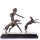 Art Deco Bronzefigur Weiblicher Akt mit Windhunden Spring Frolic nach M.Bouraine