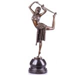Art Deco Bronzefigur Tänzerin mit Ring nach...