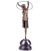 Art Deco Bronzefigur Tänzerin mit Ring nach...