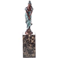 Grün Patinierte Bronzefigur Frau mit Rock