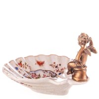 Porzellan mit Bronze Seifenschale Engel
