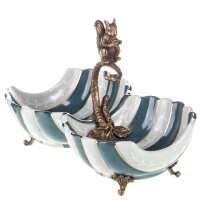 Porzellan mit Bronze Schale Eichhörnchen