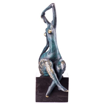 Moderne Bronzefigur abstrakte Frau mit grüner Patina