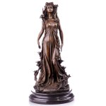 Jugendstil Bronzefigur Frau mit Blumen