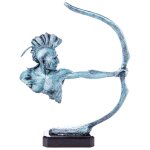 Moderne Western Bronzefigur Indianer mit Bogen...