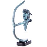 Moderne Western Bronzefigur Indianer mit Bogen...