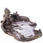 Jugendstil Bronzefigur Badende Frau mit Seerosen