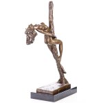 Erotische Bronzefigur Weiblicher Akt an Stange