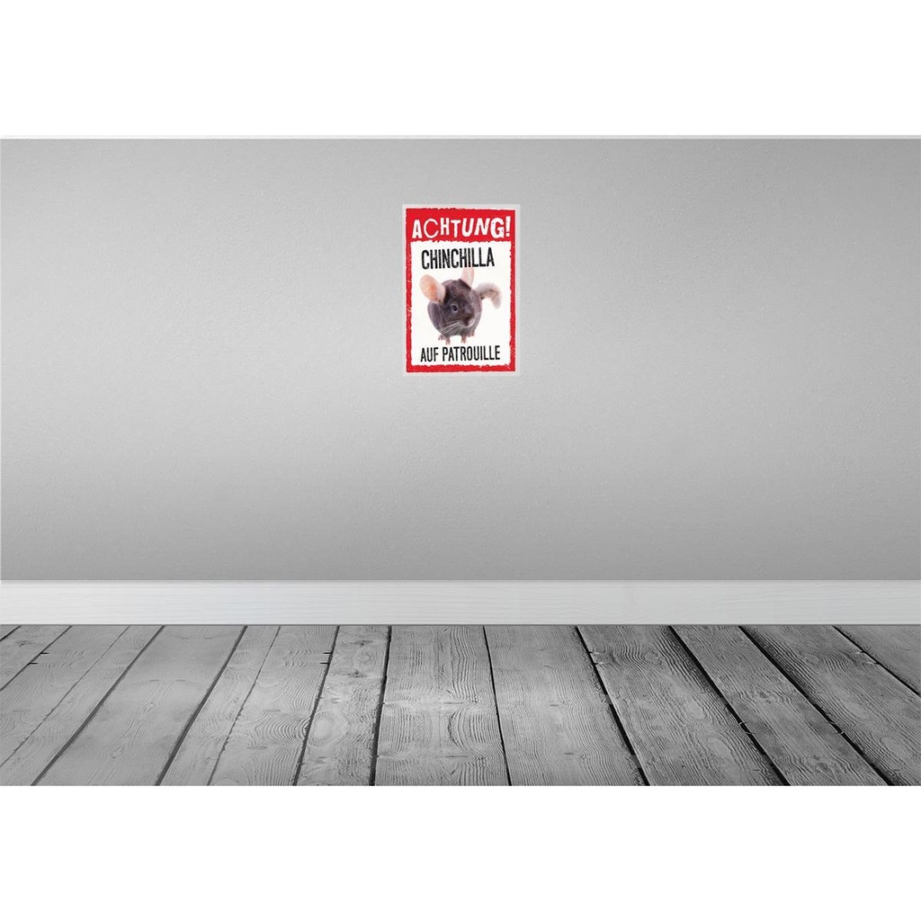 [LA-131567] Blechschild 30x20 cm Achtung Chinchilla auf Patrouille Warnschild Hinweisschild Tier Haustier Sicherheit Vorsicht Bild 2