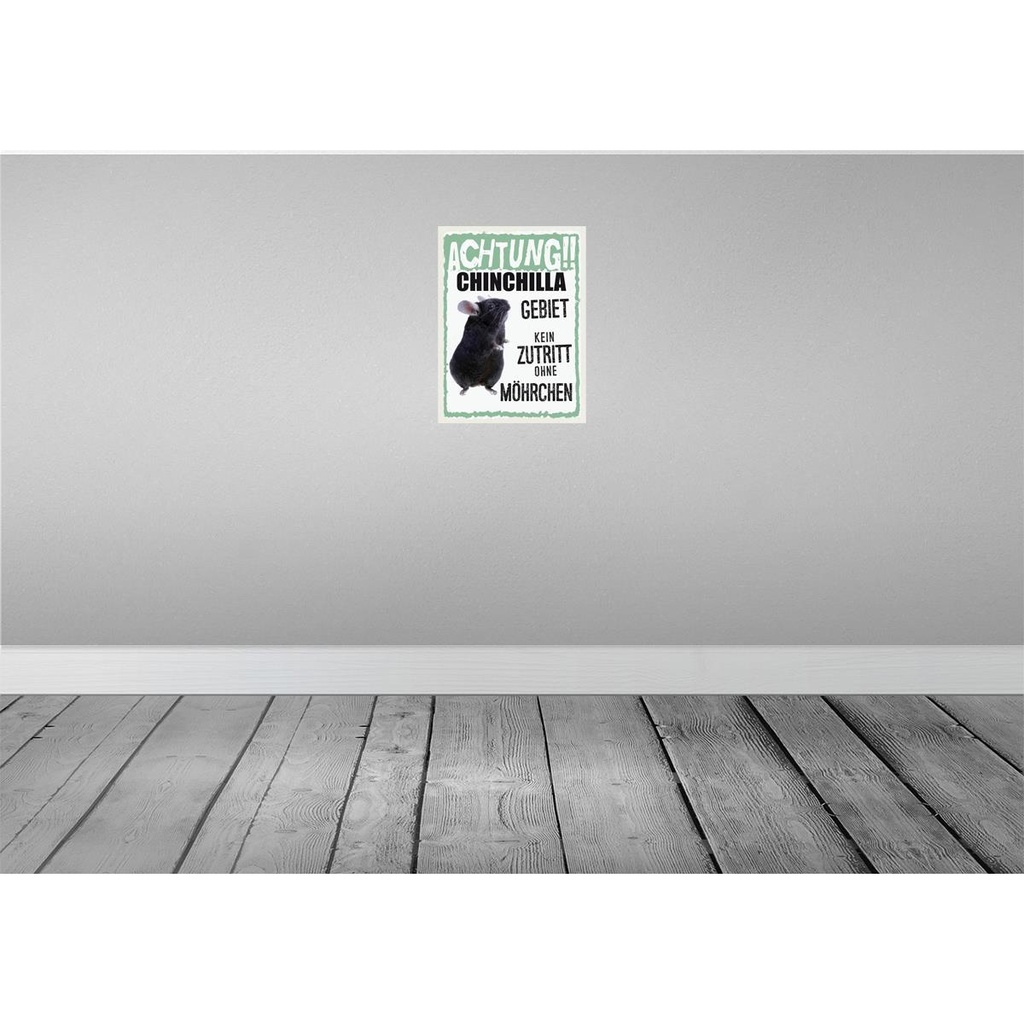[LA-137877] Blechschild 40x30 cm Tiere Achtung Chinchilla Gebiet Tier Haustier Bild 2