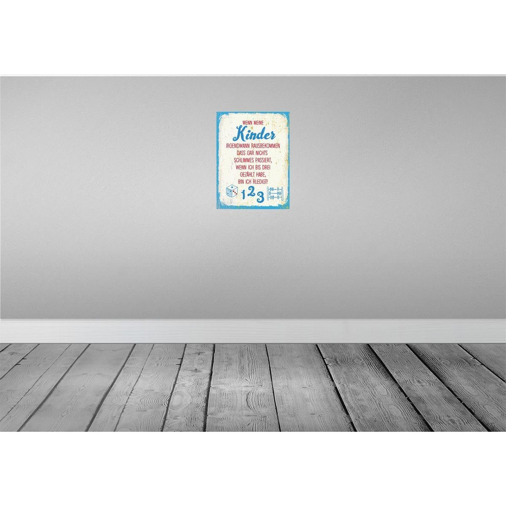 [LA-138605] Blechschild 40x30 cm Kinder wenn Kids Teens Spruch Zitat ich bis drei zähle Witz Humor Lustig Spaß Bild 2