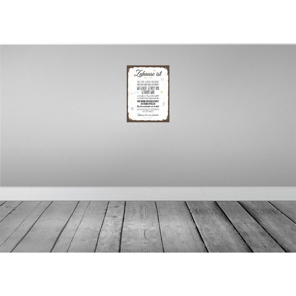 [LA-138620-H] Holzschild 40x30 cm Zuhause ist wo das Leben beginnt Spruch Zitat Bild 2