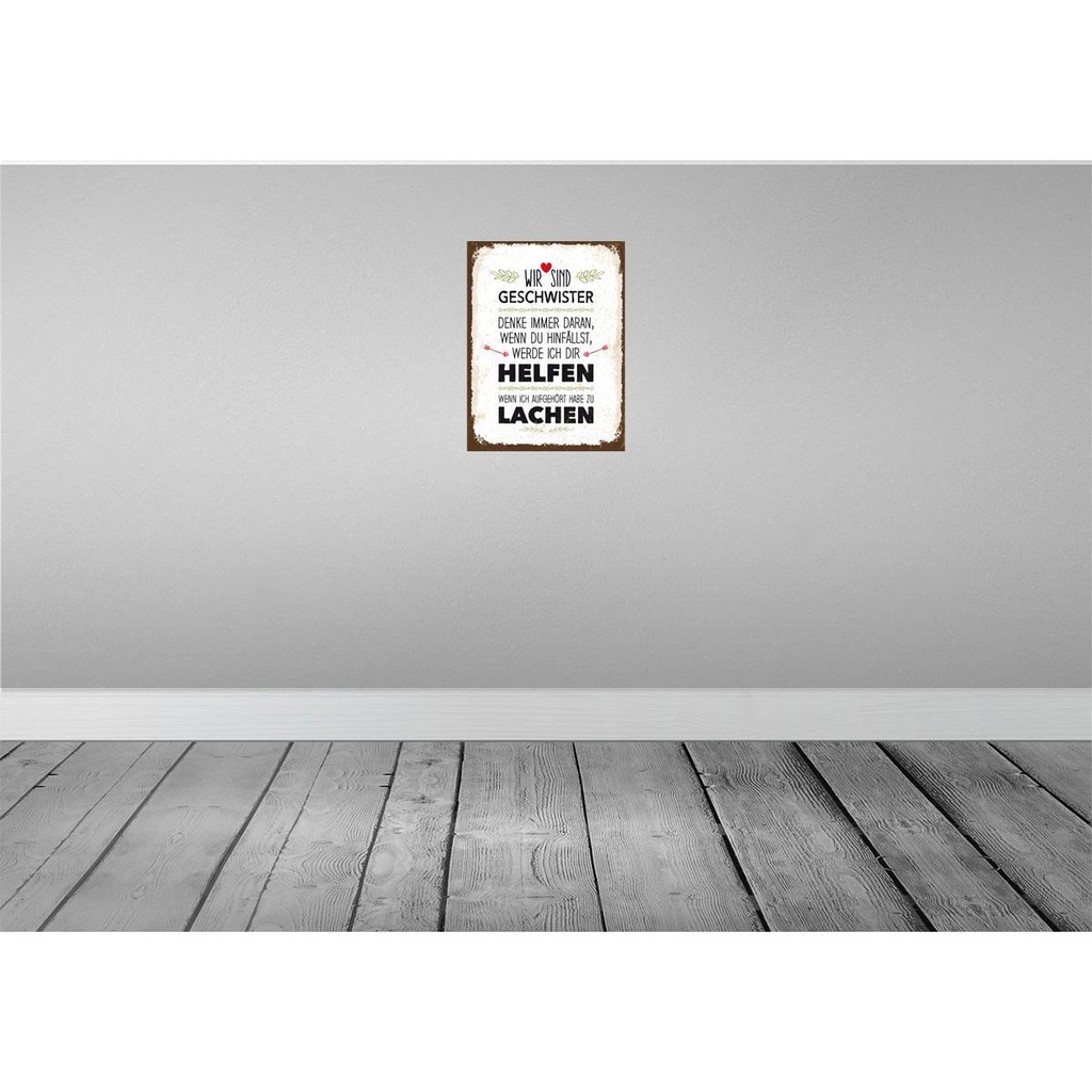 [LA-138622-H] Holzschild 40x30 cm Geschwister wir lachen helfen Dekoration Bild 2