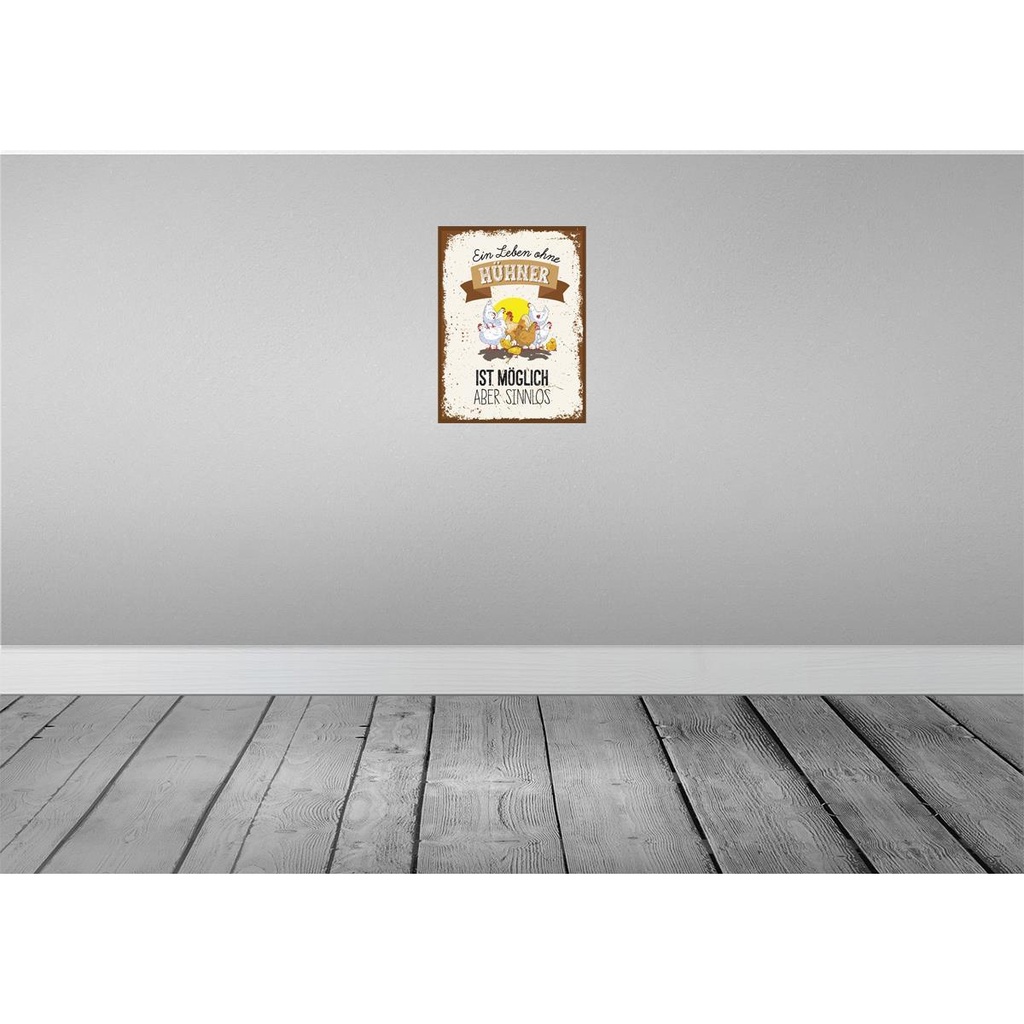 [LA-138625-H] Holzschild 40x30 cm Leben ohne Hühner sinnlos Tier Haustier Bild 2
