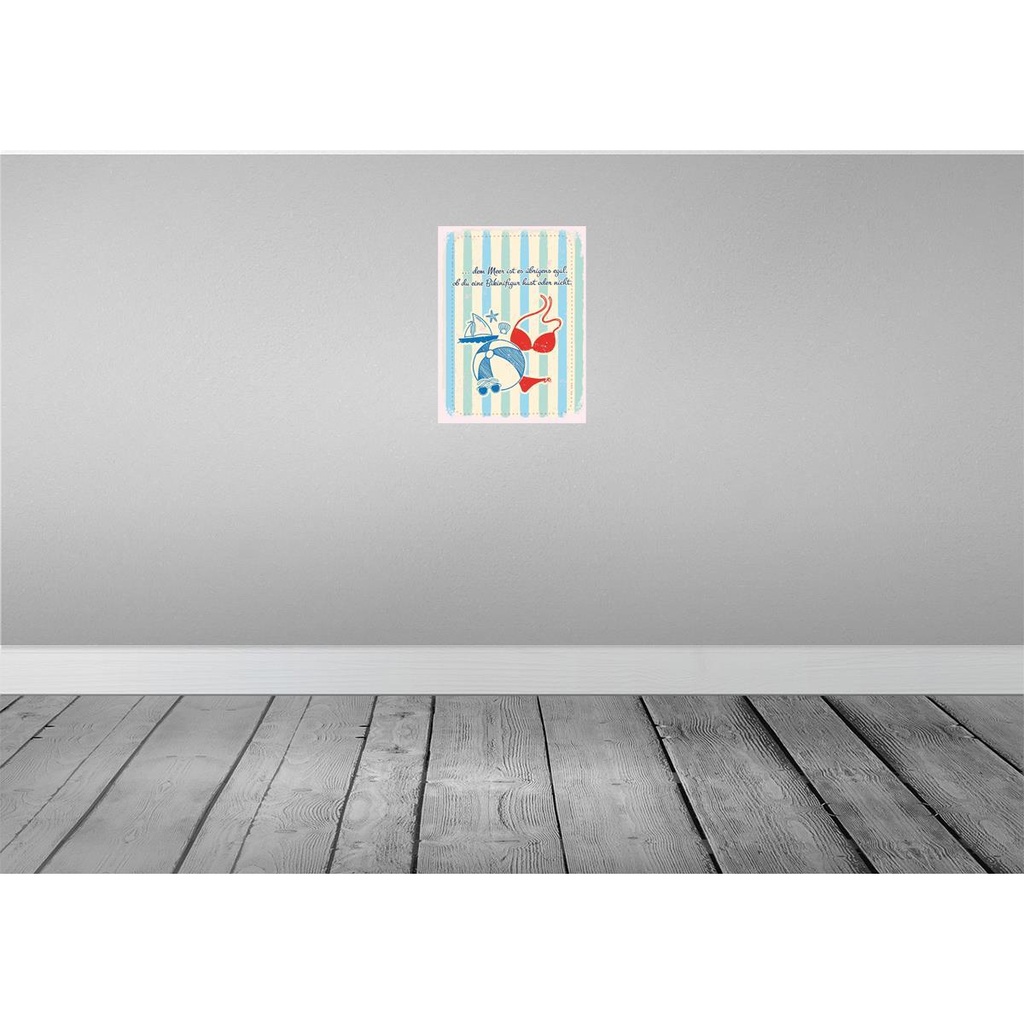 [LA-138635-H] Holzschild 40x30 cm Meer Urlaub egal ob du Bikinifigur Spruch Zitat Bild 2