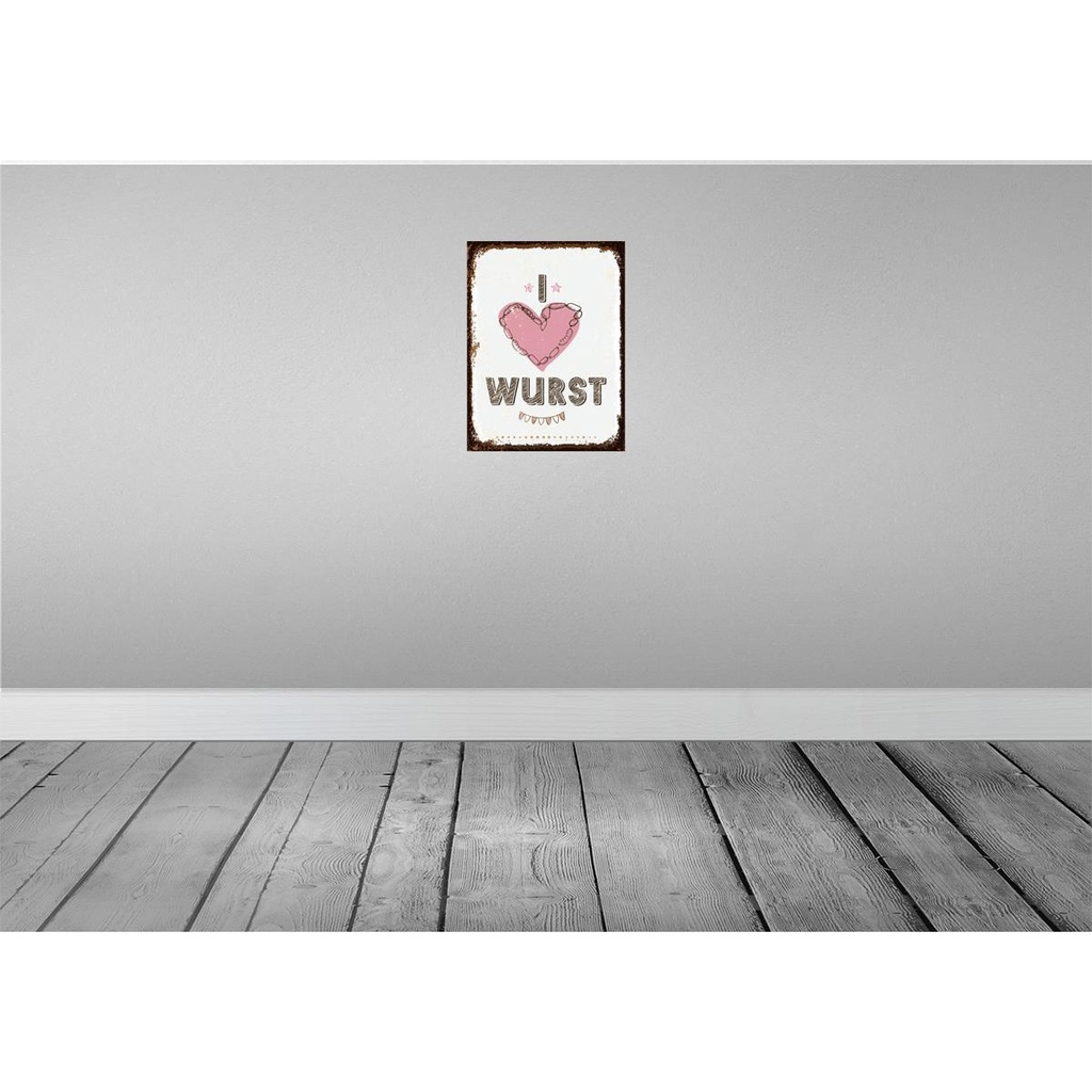 [LA-138653] Blechschild 40x30 cm Essen I love Wurst Herz Trinken Bild 2