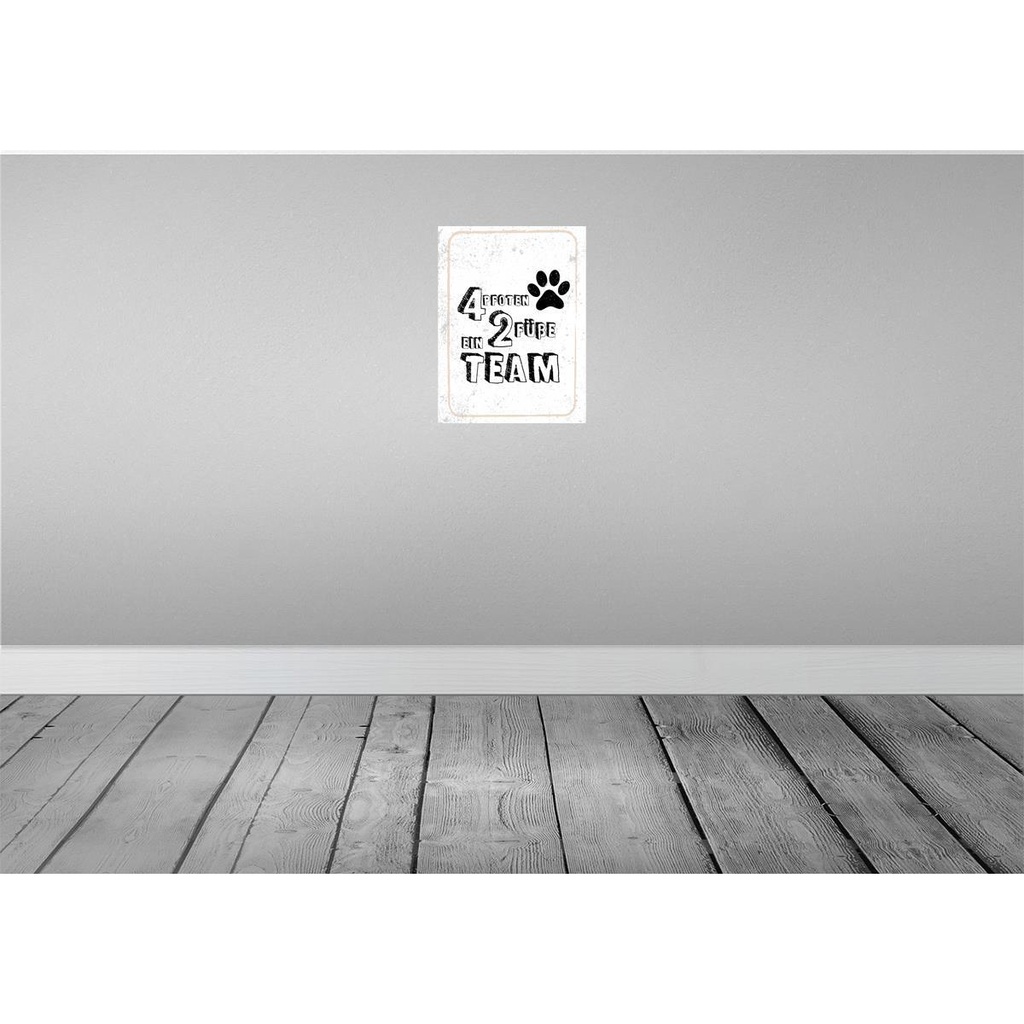 [LA-138657-H] Holzschild 40x30 cm Tiere 4 Pfoten ein 2 Füße Team Tier Haustier Bild 2
