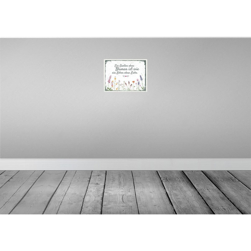 [LA-138678-H] Holzschild 30x40 cm Garten ohne Blumen Leben Liebe Spruch Zitat Bild 2