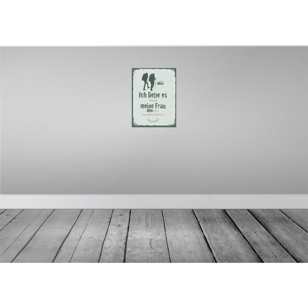 [LA-138680-H] Holzschild 40x30 cm Ich liebe meine Frau mit wandert Spruch Zitat Bild 2