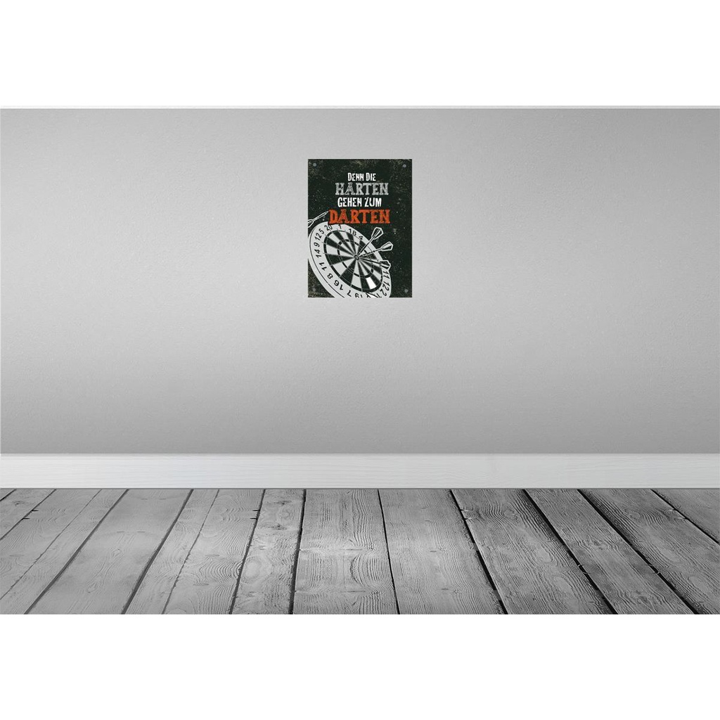 [LA-138690] Blechschild 40x30 cm Denn die Harten gehen zu Darten Spruch Zitat Bild 2