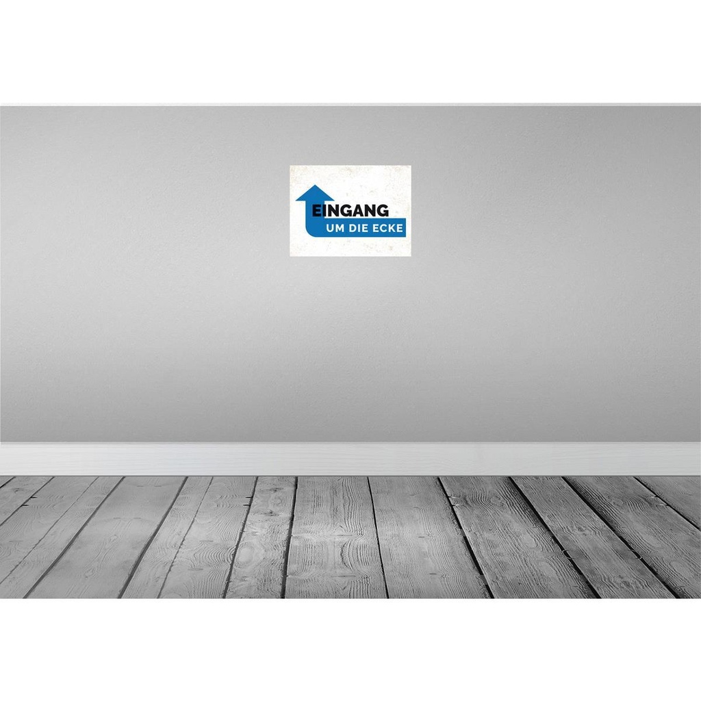 [LA-138697] Blechschild 30x40 cm Eingang um die Ecke Warnschild Hinweisschild Sicherheit Vorsicht Bild 2