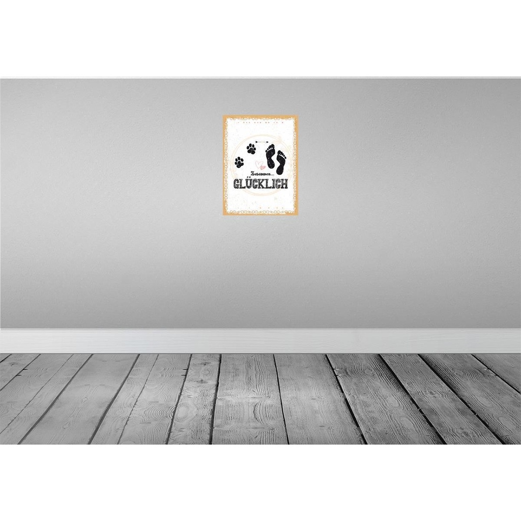 [LA-138705] Blechschild 40x30 cm Zusammen Glücklich Hund Mensch Tier Haustier Bild 2