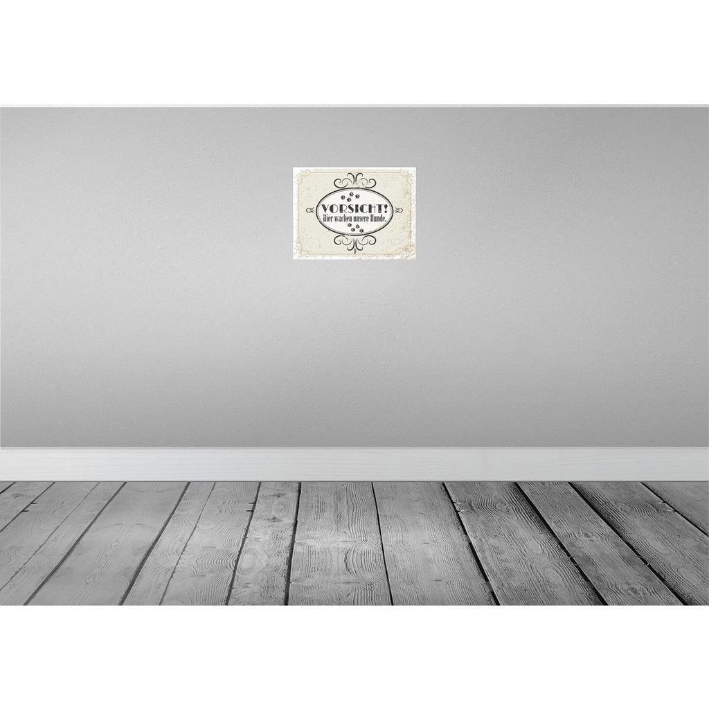 [LA-138707-H] Holzschild 30x40 cm Vorsicht Hier wachen unsere Hunde Warnschild Hinweisschild Bild 2
