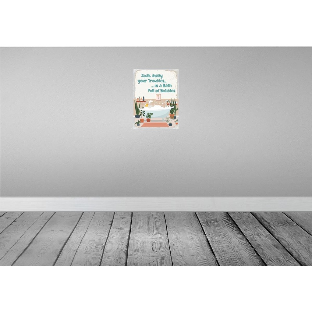 [LA-138716] Blechschild 40x30 cm Bad Soak away your Troubles Bath Bild 2