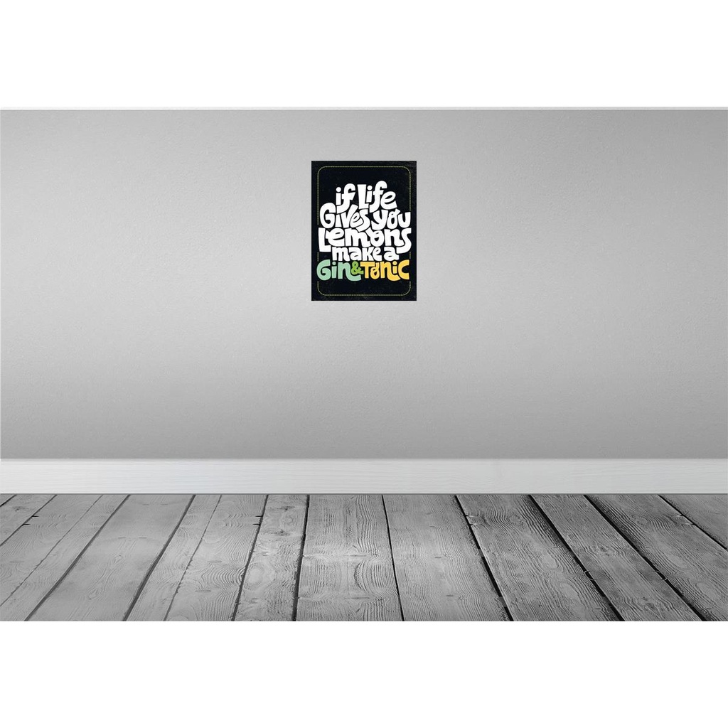 [LA-138741-H] Holzschild 40x30 cm life gives Lemons make Gin & Tonic Essen Trinken Bild 2